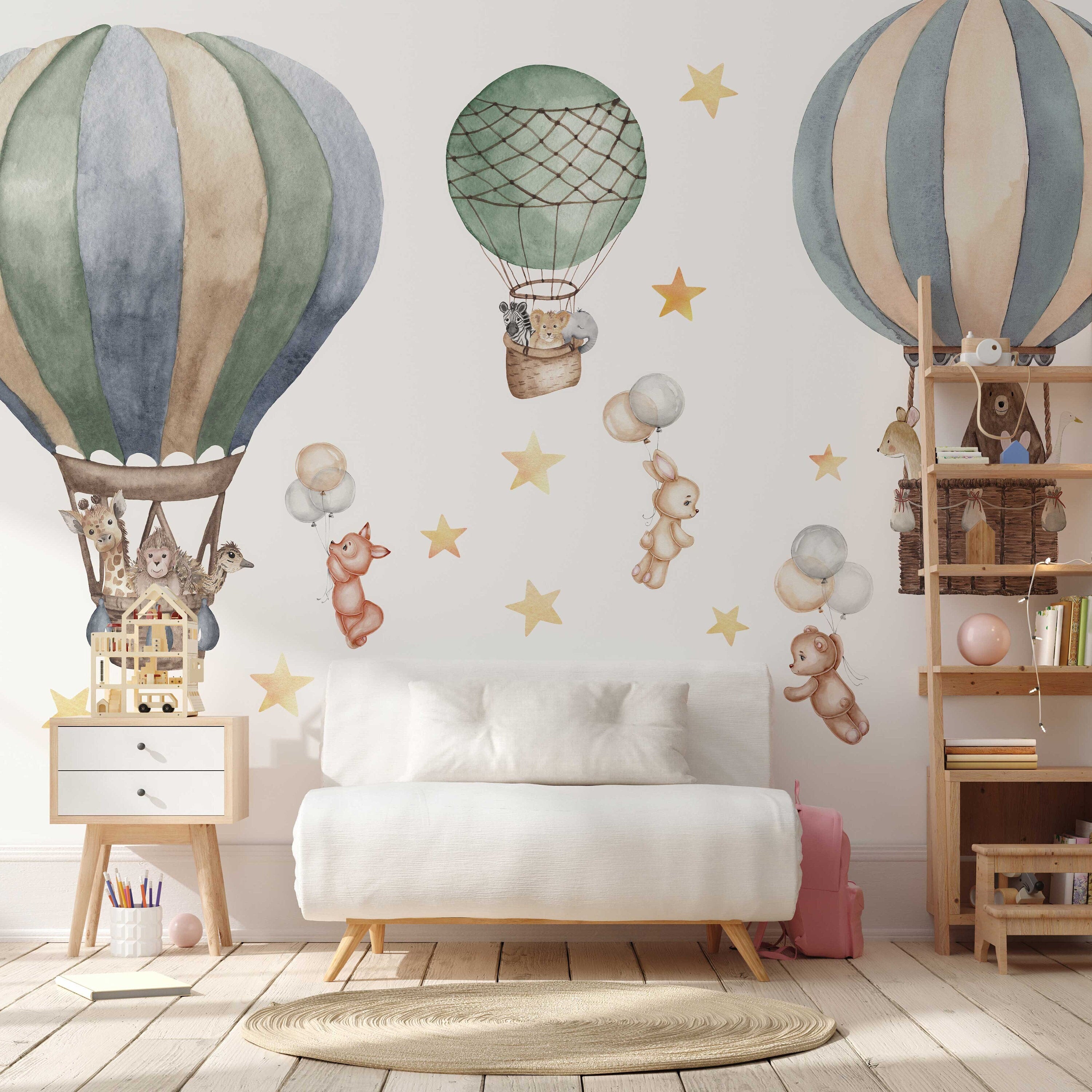 Colorful Hot Air Balloon Wall Sticker for Playful Kids Rooms - Clickwalls