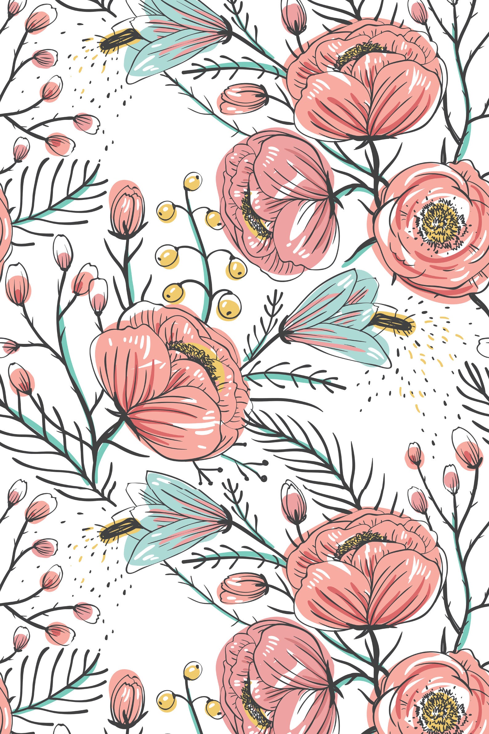 Anemone Fall Peel And Stick Wallpaper, Floral Wall Mural, Poppy Flowers Removable Wallpaper, Pink Wall Covering - Clickwalls
