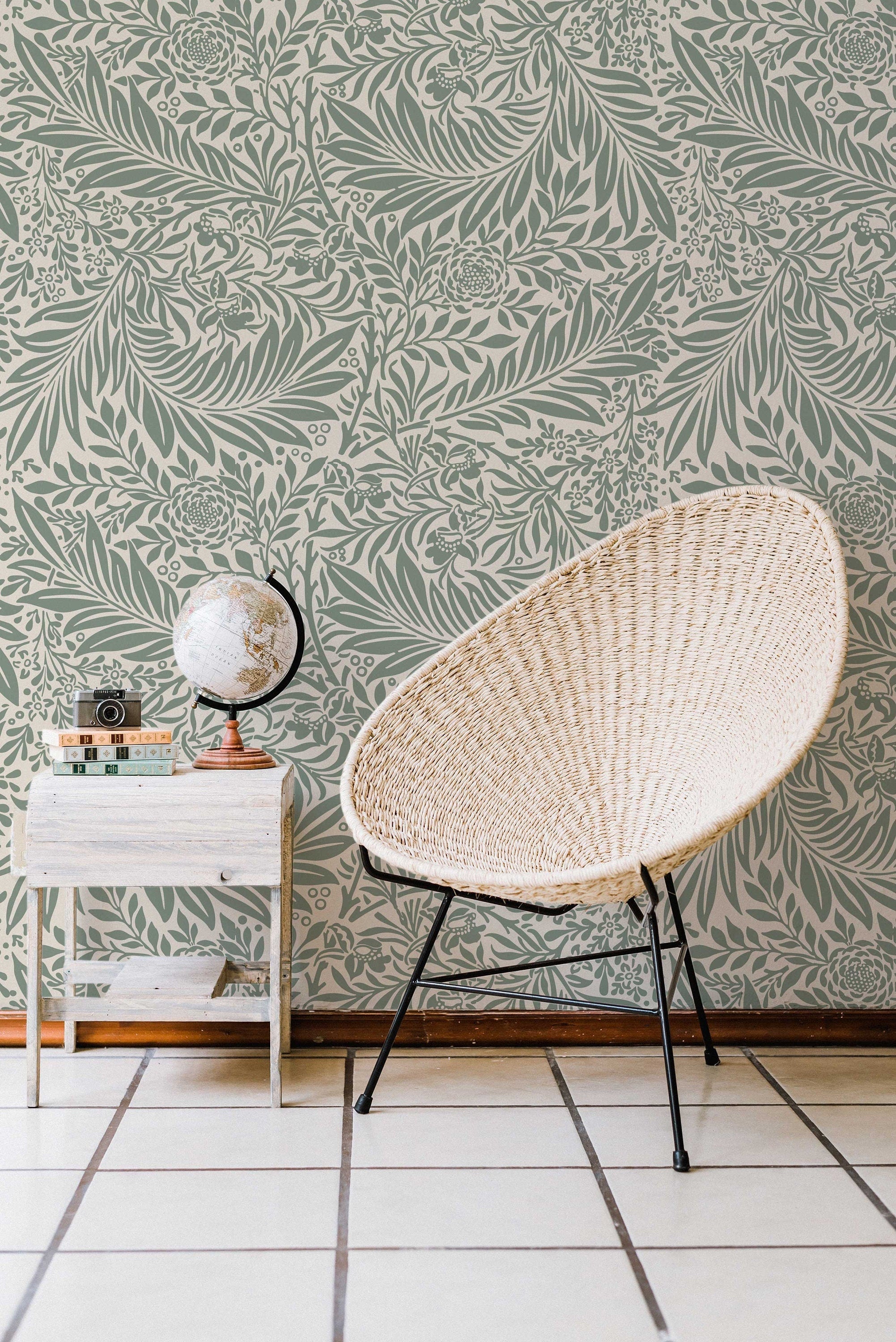 Larkspur Sage Green William Morris Removable Wallpaper | Self-Adhesive | Pasted | Mural | Temporary | Feature Wall - Clickwalls