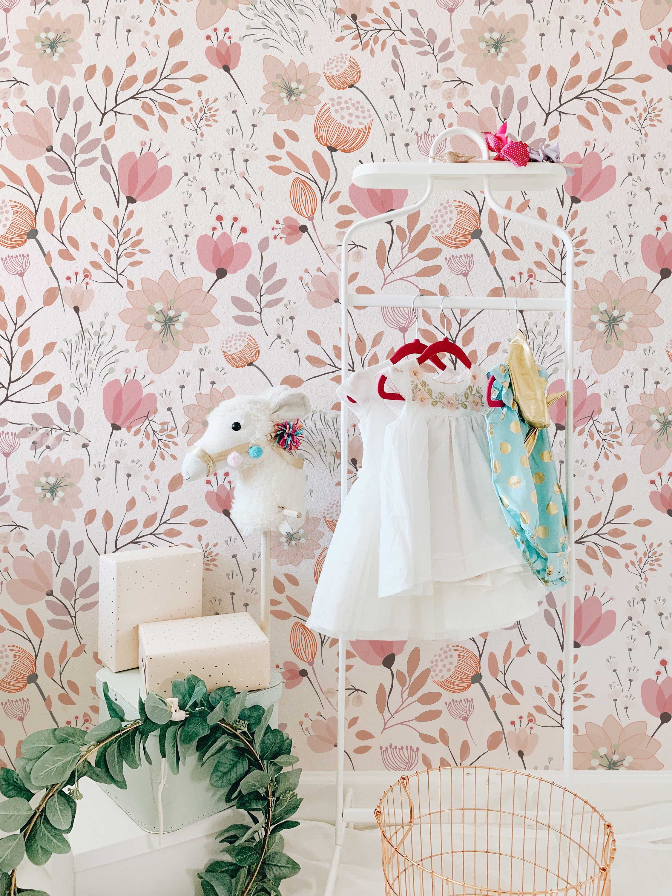 Floral wallpaper for nursery discount