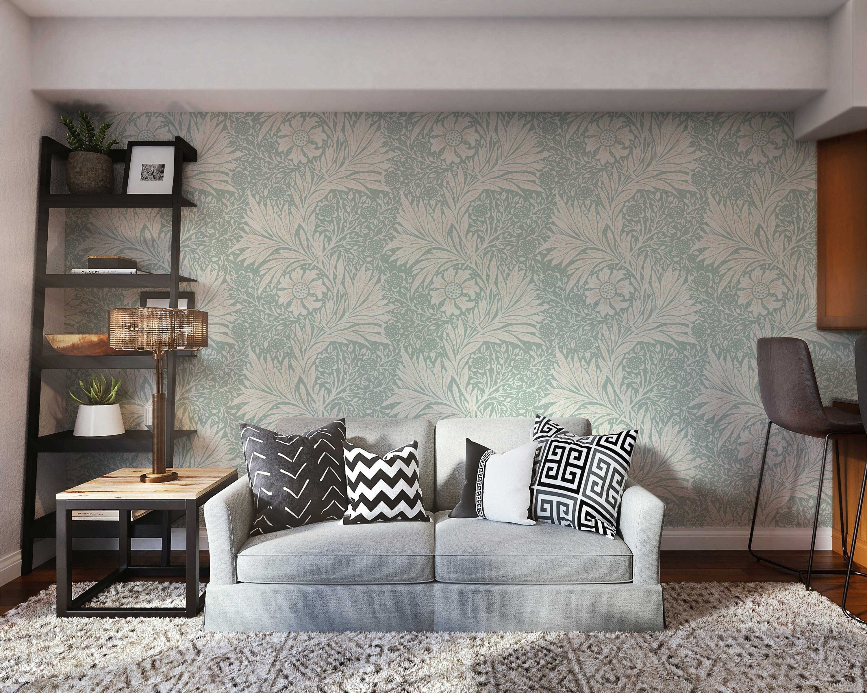 Marigold Floral William Morris Removable Wallpaper | Self-Adhesive | Pasted | Mural | Temporary | Feature Wall Decoration - Clickwalls