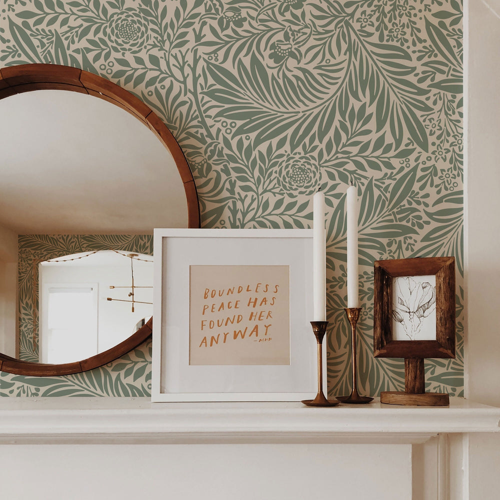 Larkspur Sage Green William Morris Removable Wallpaper | Self-Adhesive | Pasted | Mural | Temporary | Feature Wall - Clickwalls