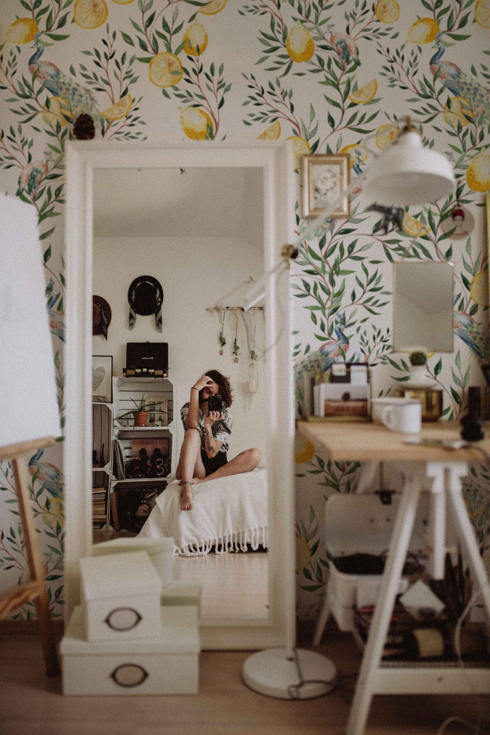 Chinoiserie Wallpaper | Peel and Stick or Traditional | Watercolor Peacock with Tree Wall Mural | Self Adhesive Floral Wallpaper | Removable - Clickwalls