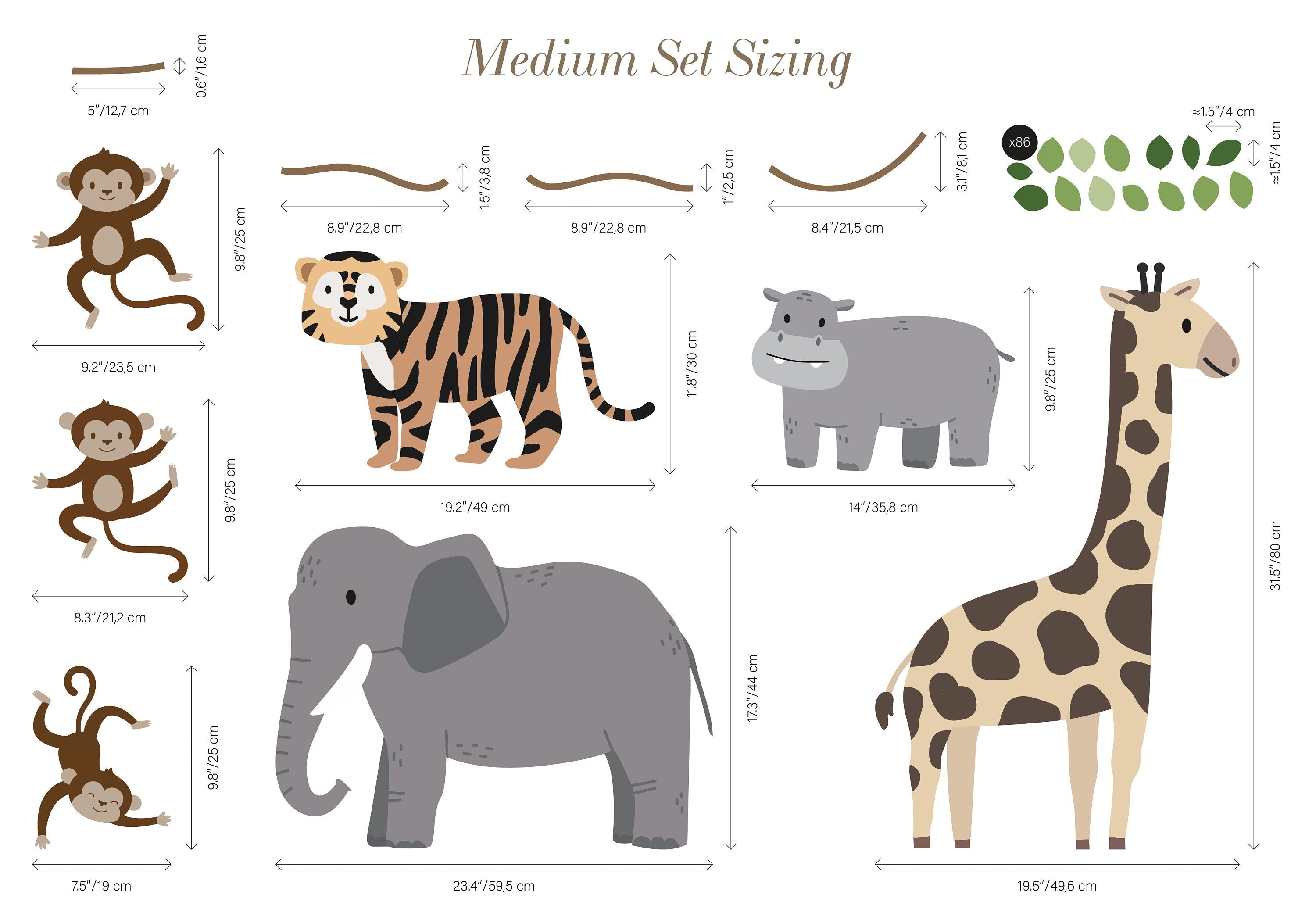 Safari Animals and Monkey Wall Decals 2 - Clickwalls