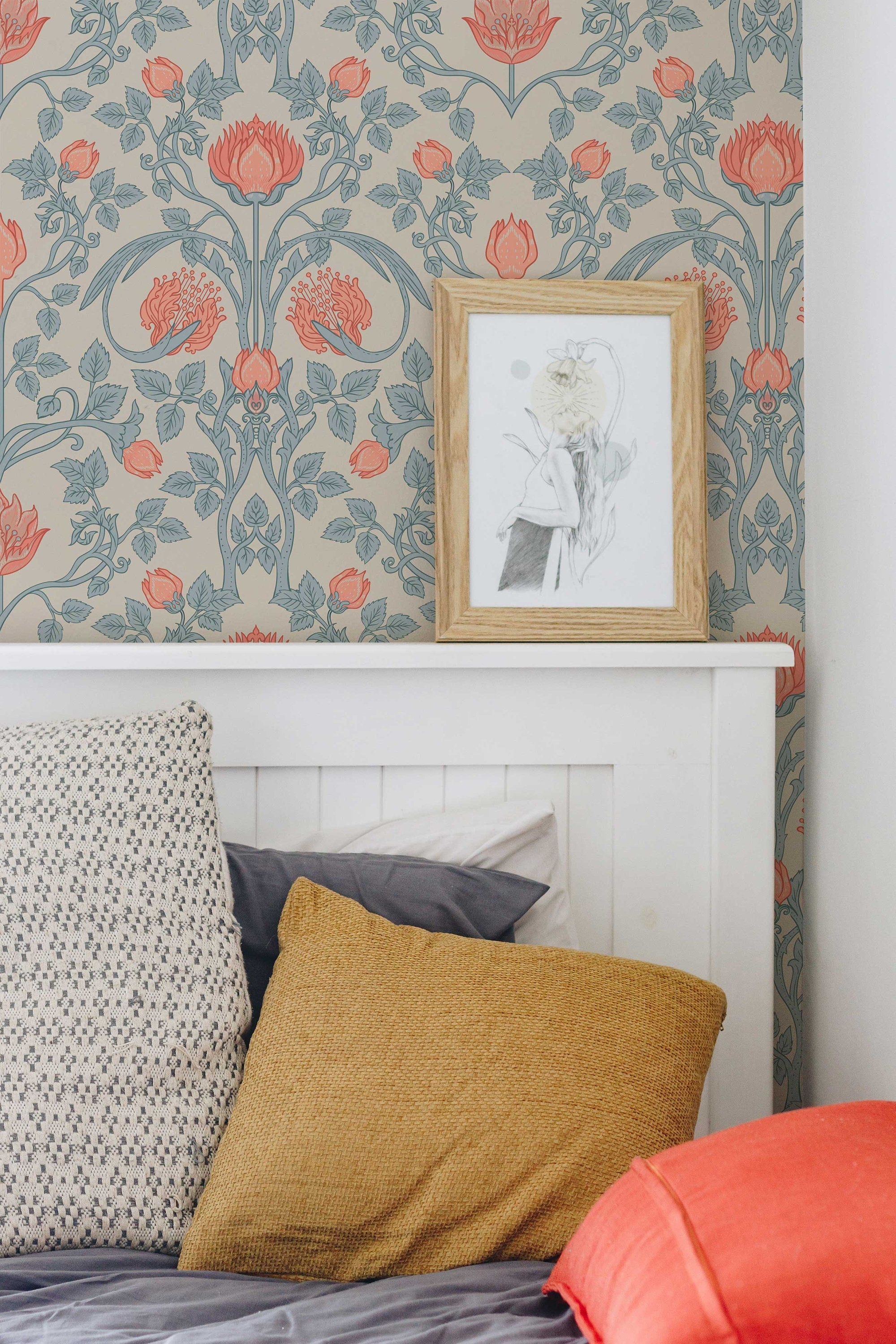 William Morris Vintage Flowers Peel and Stick Wallpaper - Botanical Wall Mural - Clickwalls