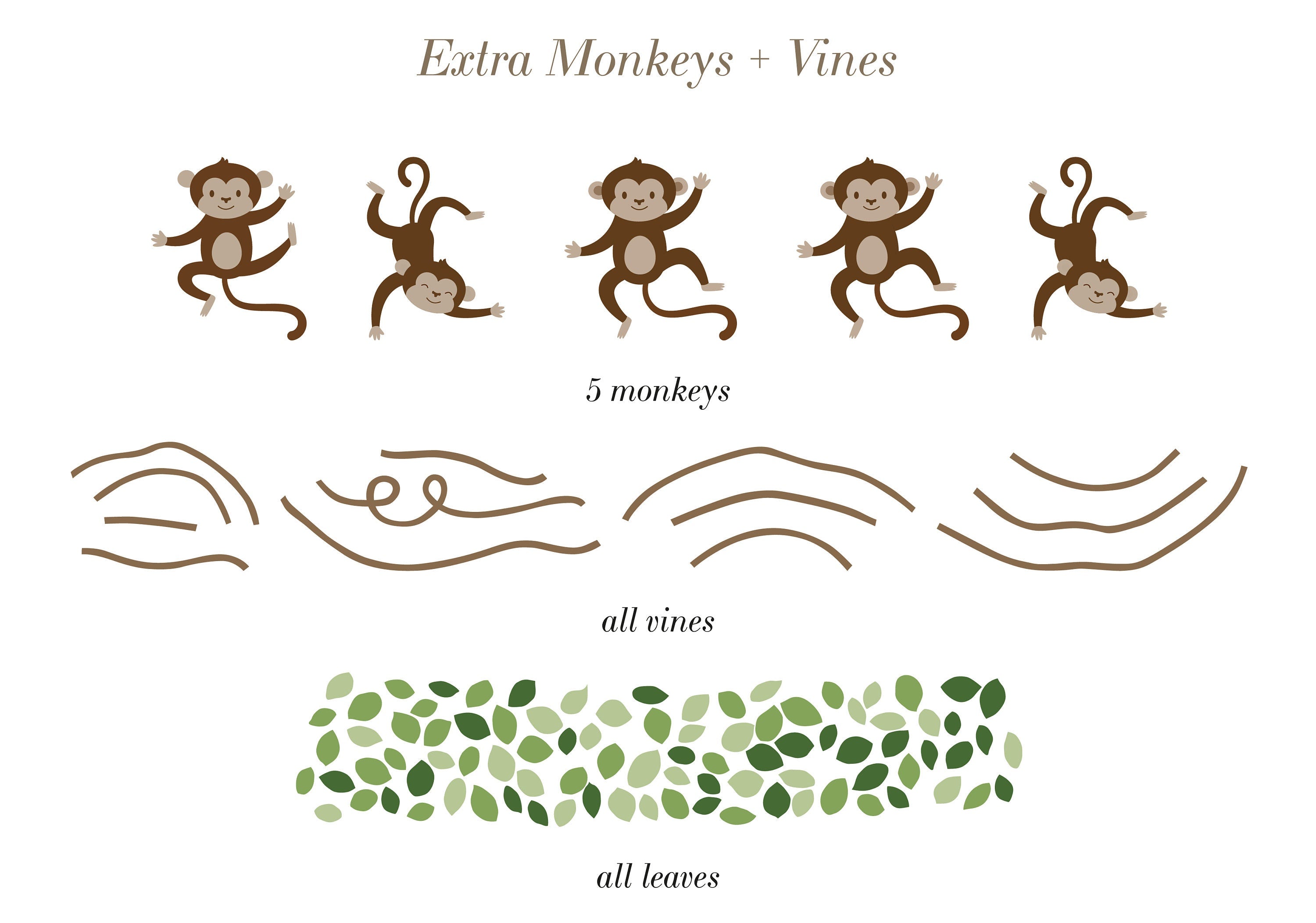 Safari Animals and Monkey Wall Decals 2 - Clickwalls
