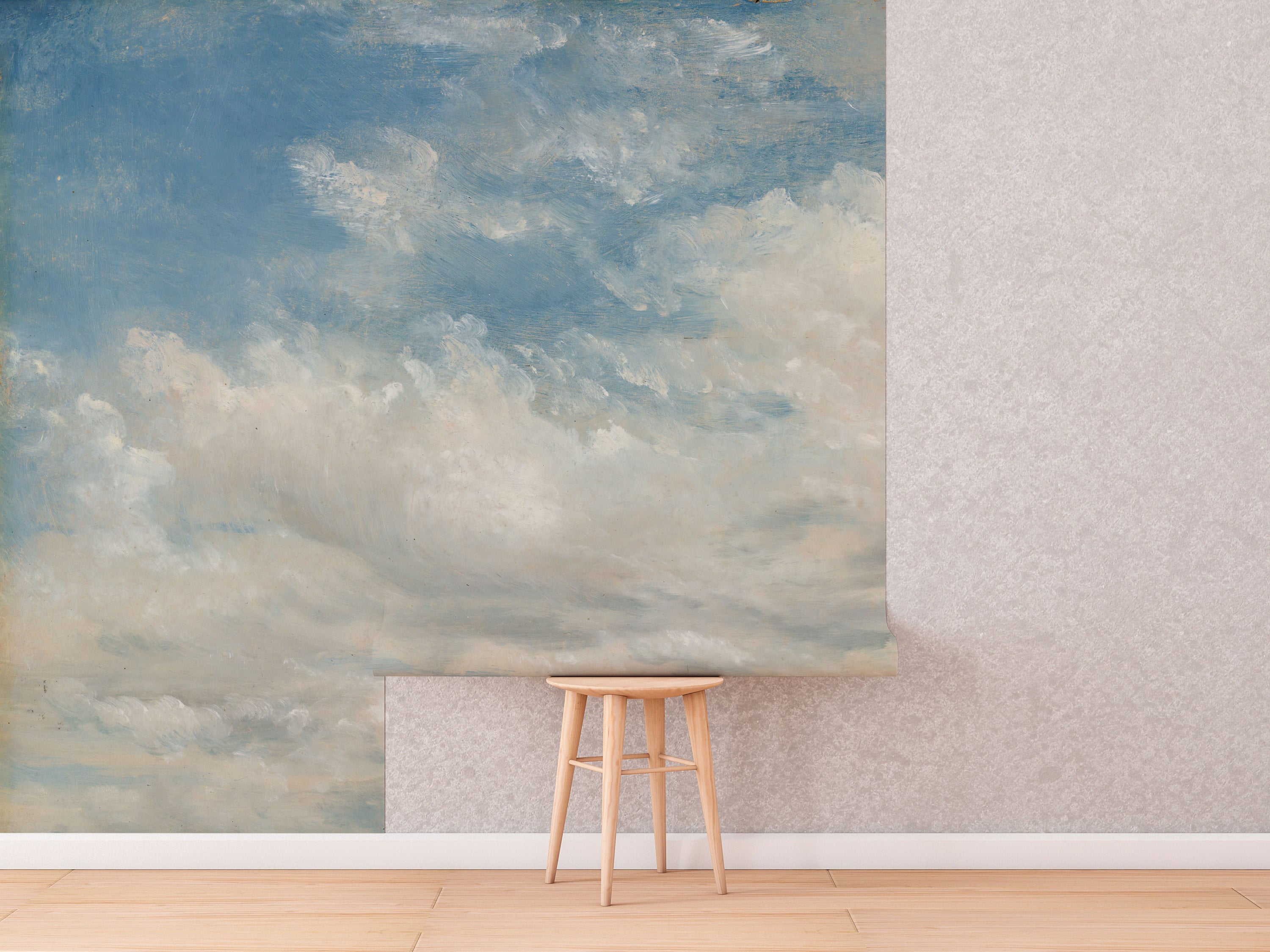 Light Blue Clouded Wall Mural | Sky Wall Decal | Classic Art Removable Wallpaper | Retro Paintings | Wall Art | Wallpapers - Clickwalls