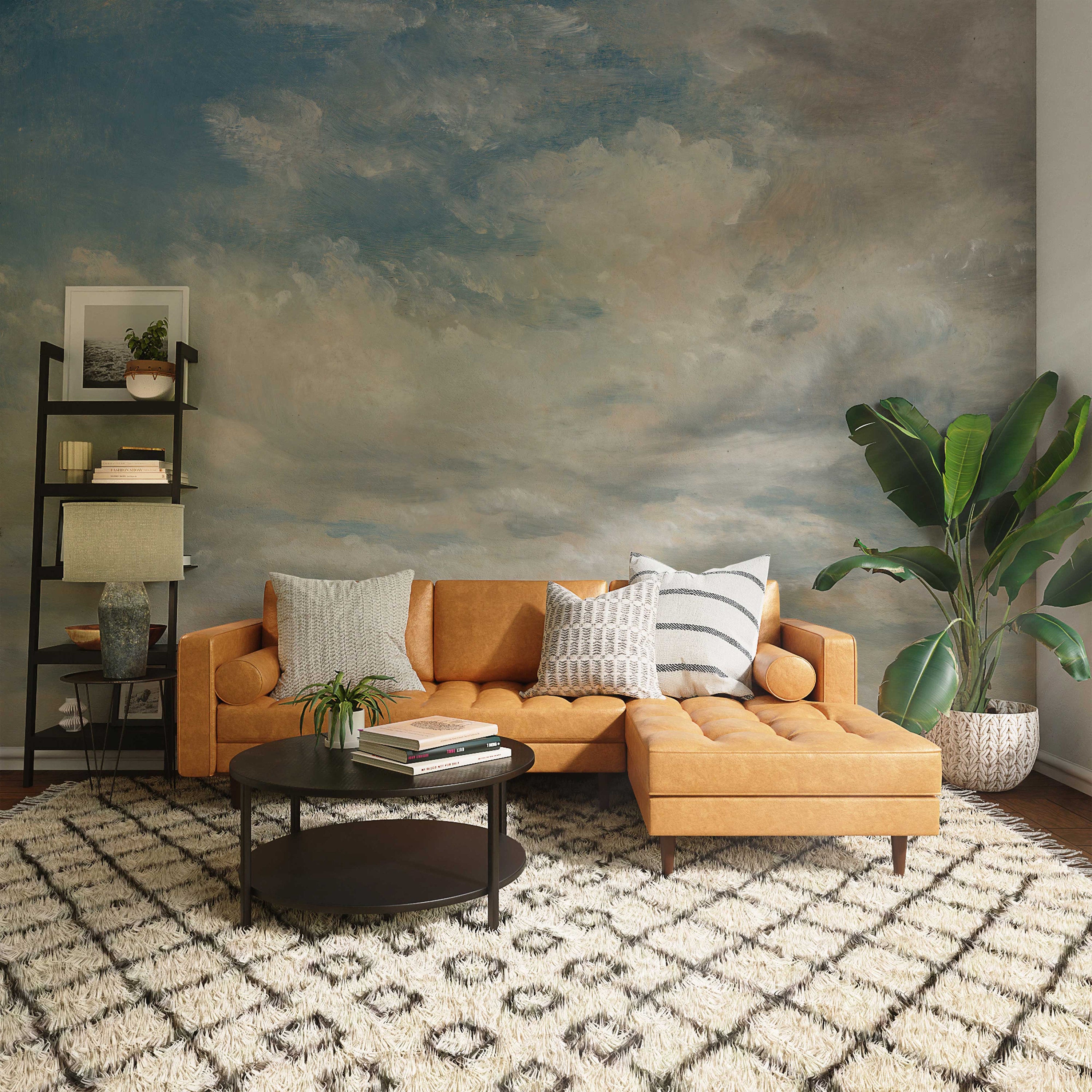 Light Blue Clouded Wall Mural | Sky Wall Decal | Classic Art Removable Wallpaper | Retro Paintings | Wall Art | Wallpapers - Clickwalls