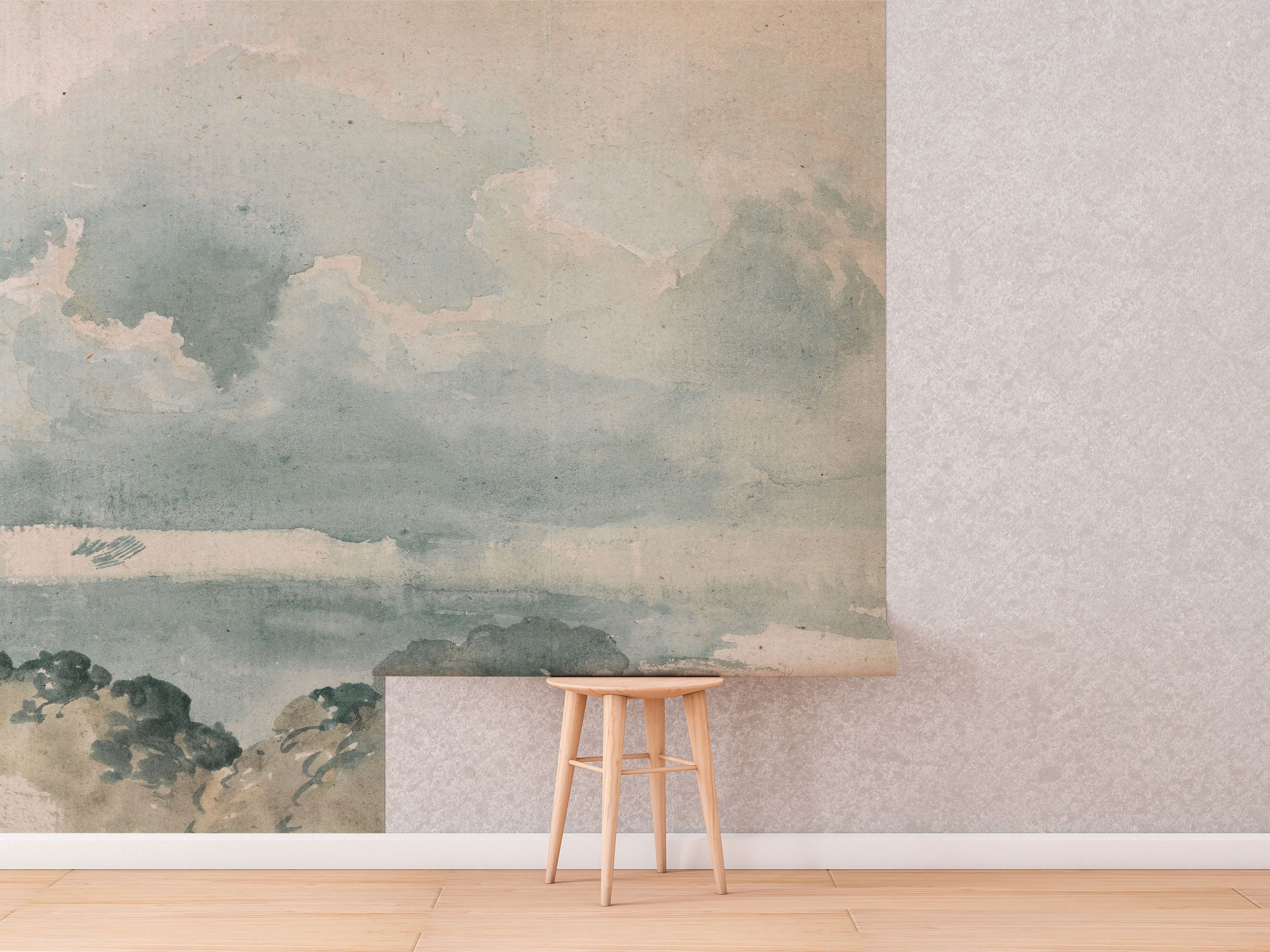 Classic Clouded Wall Mural | Sky Scene Wallpaper | Retro removable wallpaper | Repositionable | Self adhesive wallpaper - Clickwalls