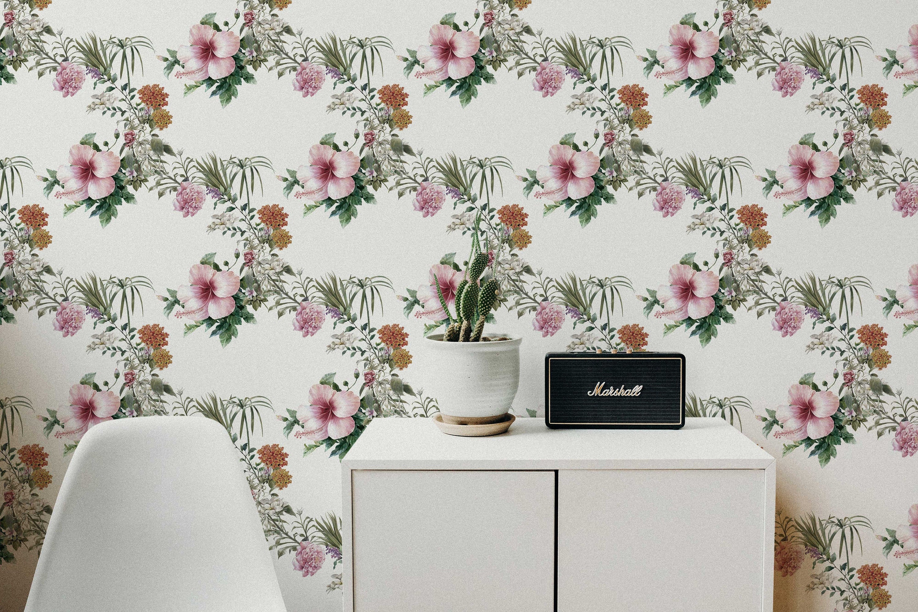 Boho Floral Wallpaper Peel and Stick | Boho Hand Drawn Floral Wallpaper | Removable Wallpaper | Unpasted Wallpaper | Pre-Pasted Wallpaper - Clickwalls