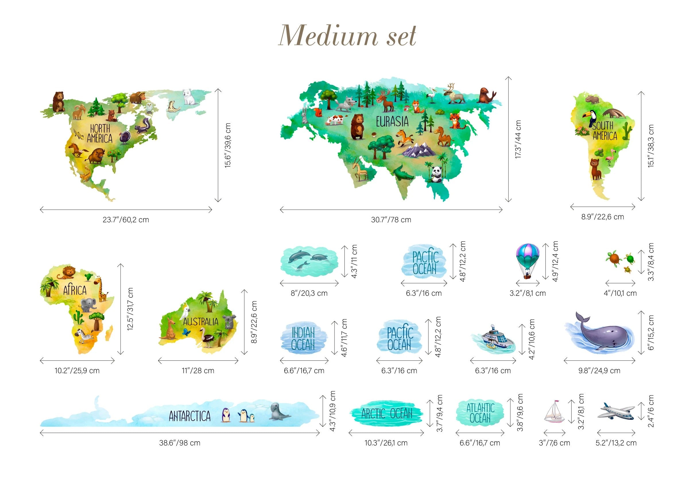 Educational Kids World Map Wall Decal for Nursery - Clickwalls