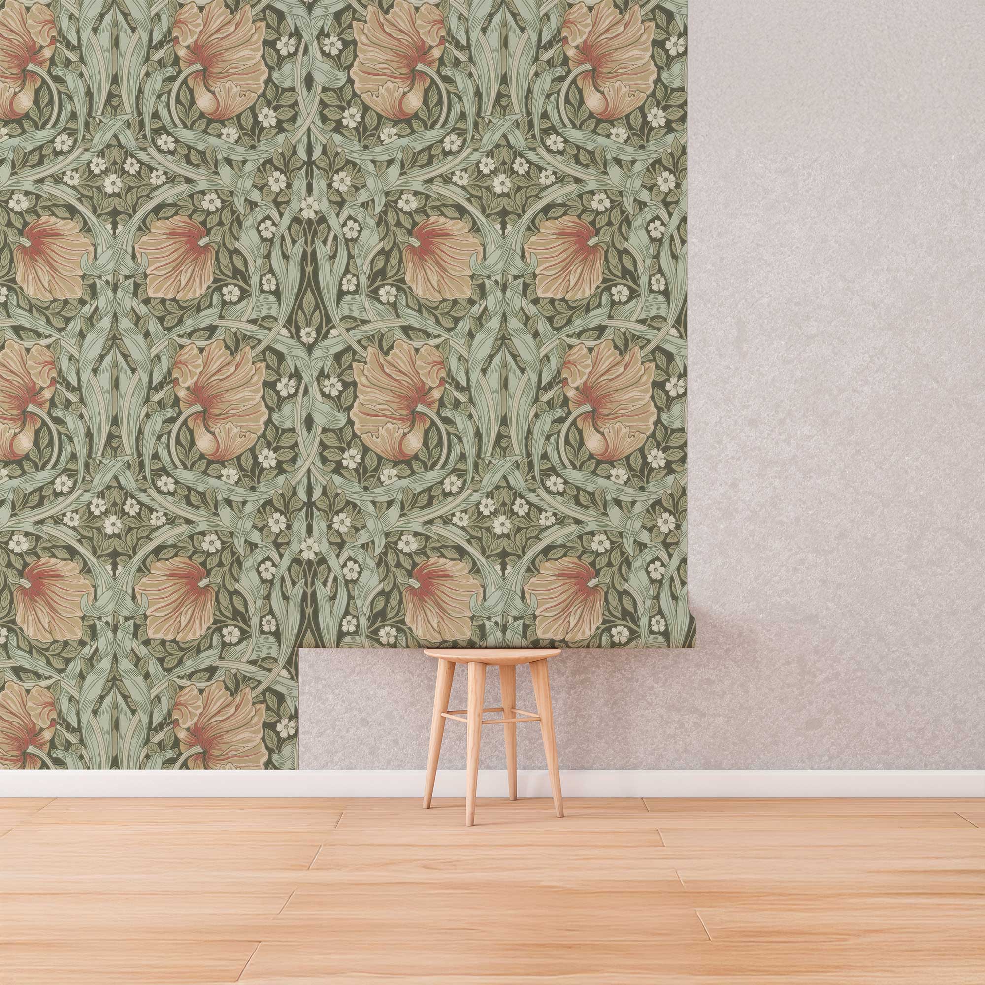 Pimpernel by William Morris Wallpaper - Bayleaf Manilla Floral Peel and Stick Mural - Clickwalls