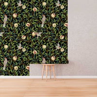 Bird & Pomegranate by William Morris Wallpaper - Vintage Botanical Peel and Stick Mural - Clickwalls