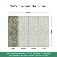 Compton by William Morris Wallpaper - Vintage Floral Peel and Stick Botanical Mural - Clickwalls