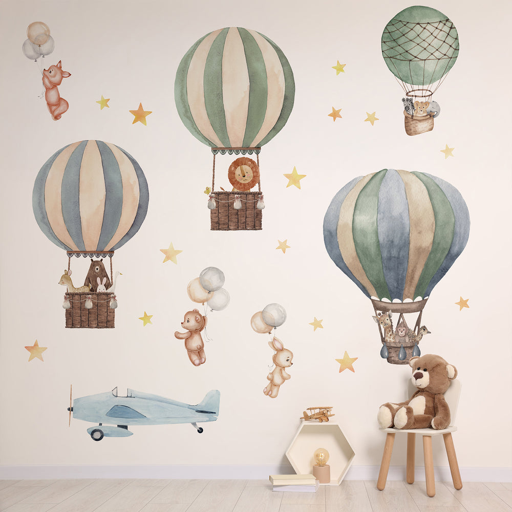 Colourful Hot Air Balloons Wall Sticker for Kids Rooms