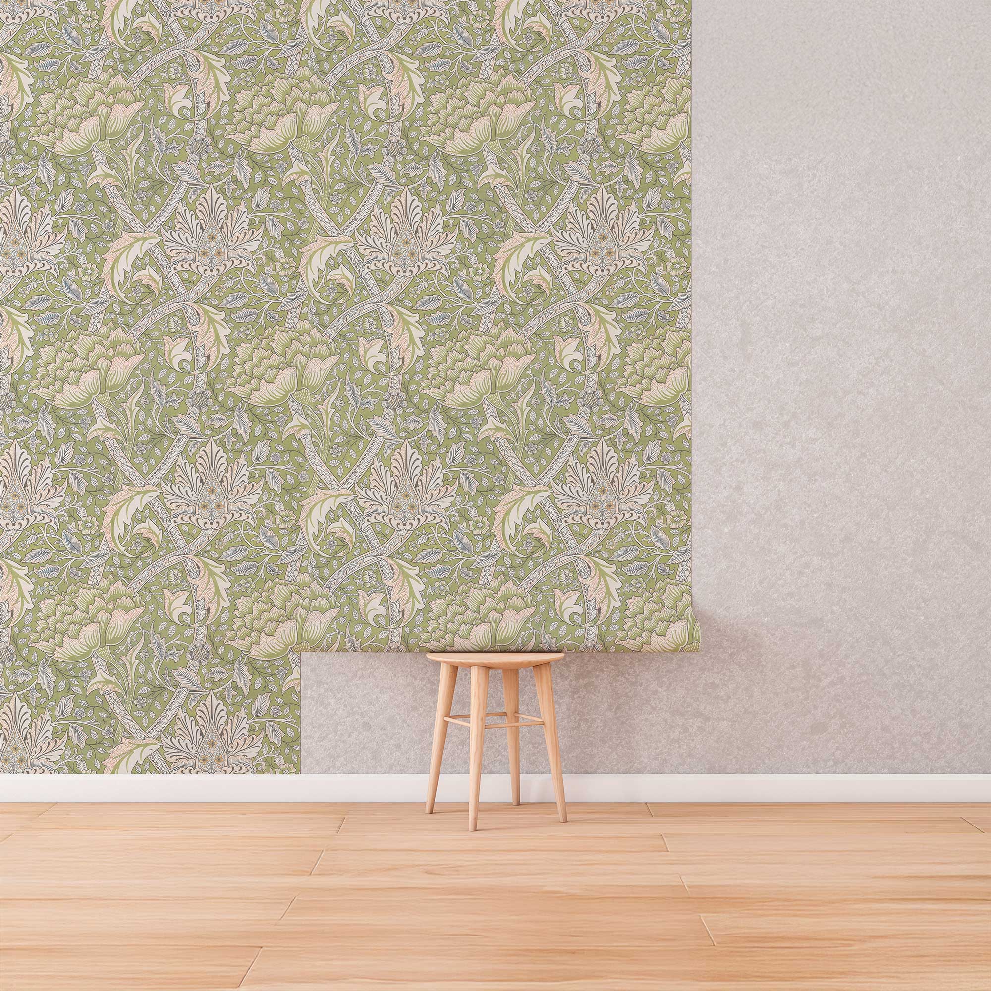 Seaweed by William Morris Wallpaper - Sage Green Botanical Peel and Stick Wall Mural - Clickwalls