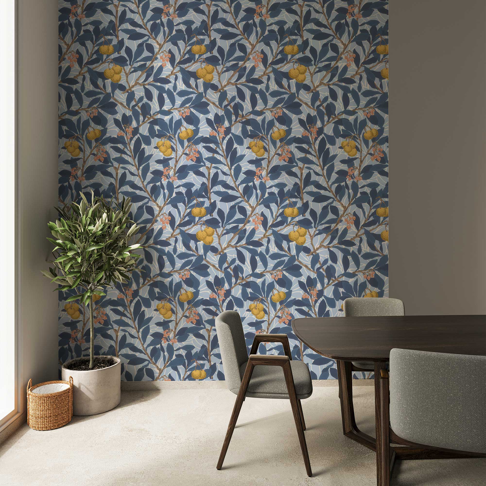 William Morris Arbutus Wallpaper - Vintage Floral Peel and Stick Botanical Wall Mural - Clickwalls