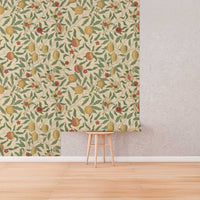 Fruit by William Morris Wallpaper - Vintage Lemon Pomegranate Peel and Stick Mural - Clickwalls