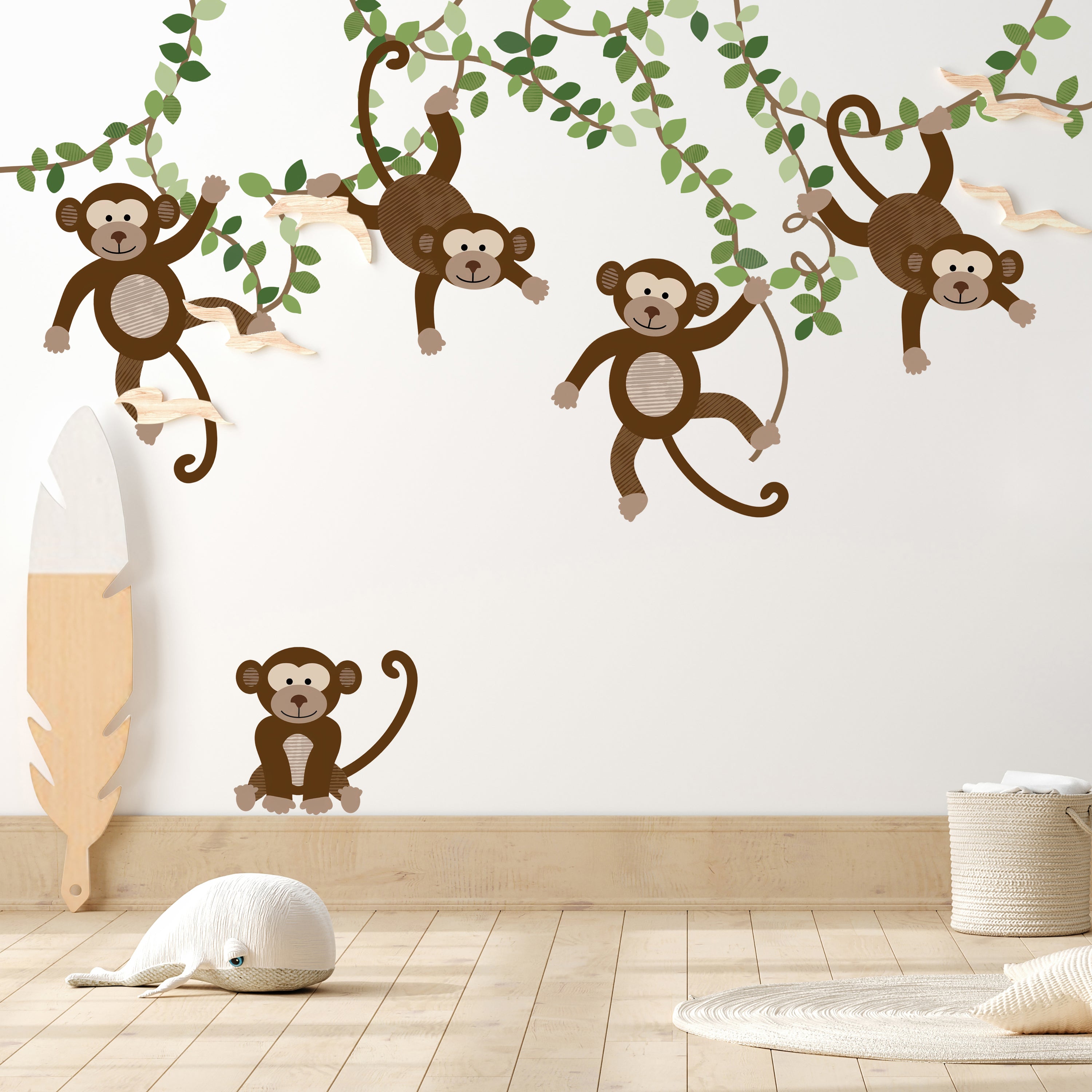 Extra Monkeys, Vines & Leaves -  Repositionable Wall Decals Add-on Set
