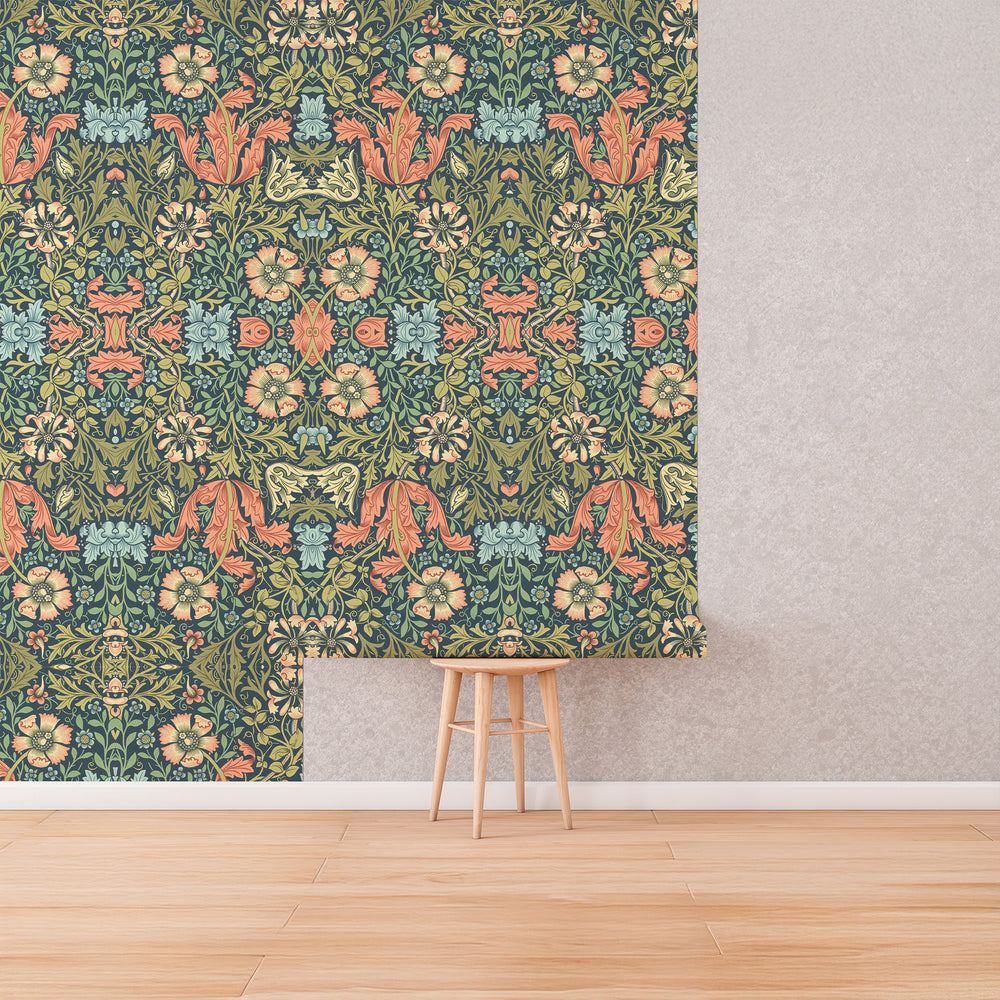 Compton by William Morris Wallpaper - Vintage Floral Peel and Stick Botanical Mural - Clickwalls