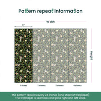 Bird & Pomegranate by William Morris Wallpaper - Vintage Botanical Peel and Stick Mural - Clickwalls