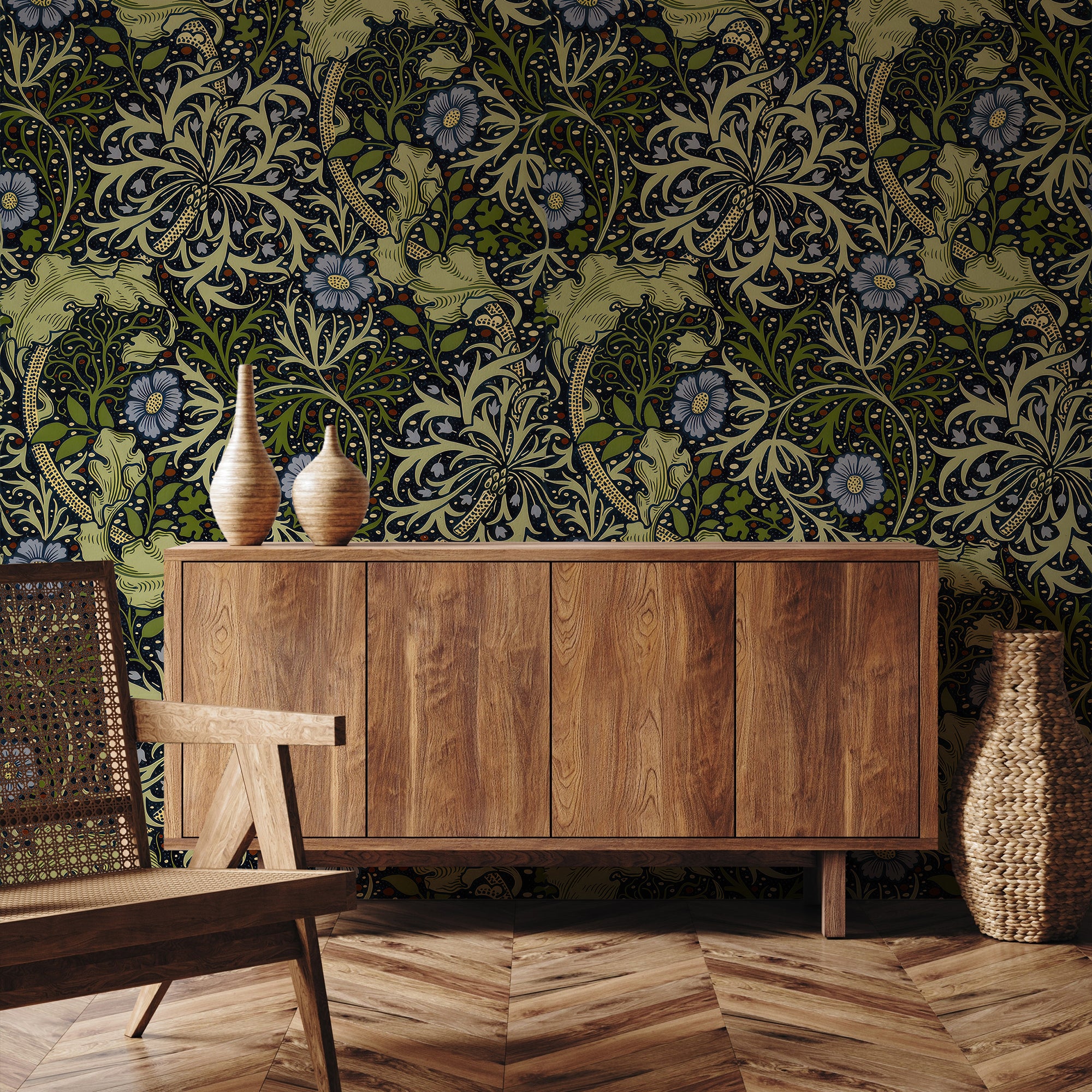 Seaweed by William Morris Wallpaper - Sage Green Botanical Peel and Stick Wall Mural (Copy) - Clickwalls