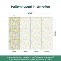 Lemon Tree by William Morris Wallpaper - Bay Leaf Citrus Peel and Stick Botanical Mural - Clickwalls