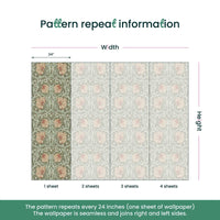 Pimpernel by William Morris Wallpaper - Bayleaf Manilla Floral Peel and Stick Mural - Clickwalls