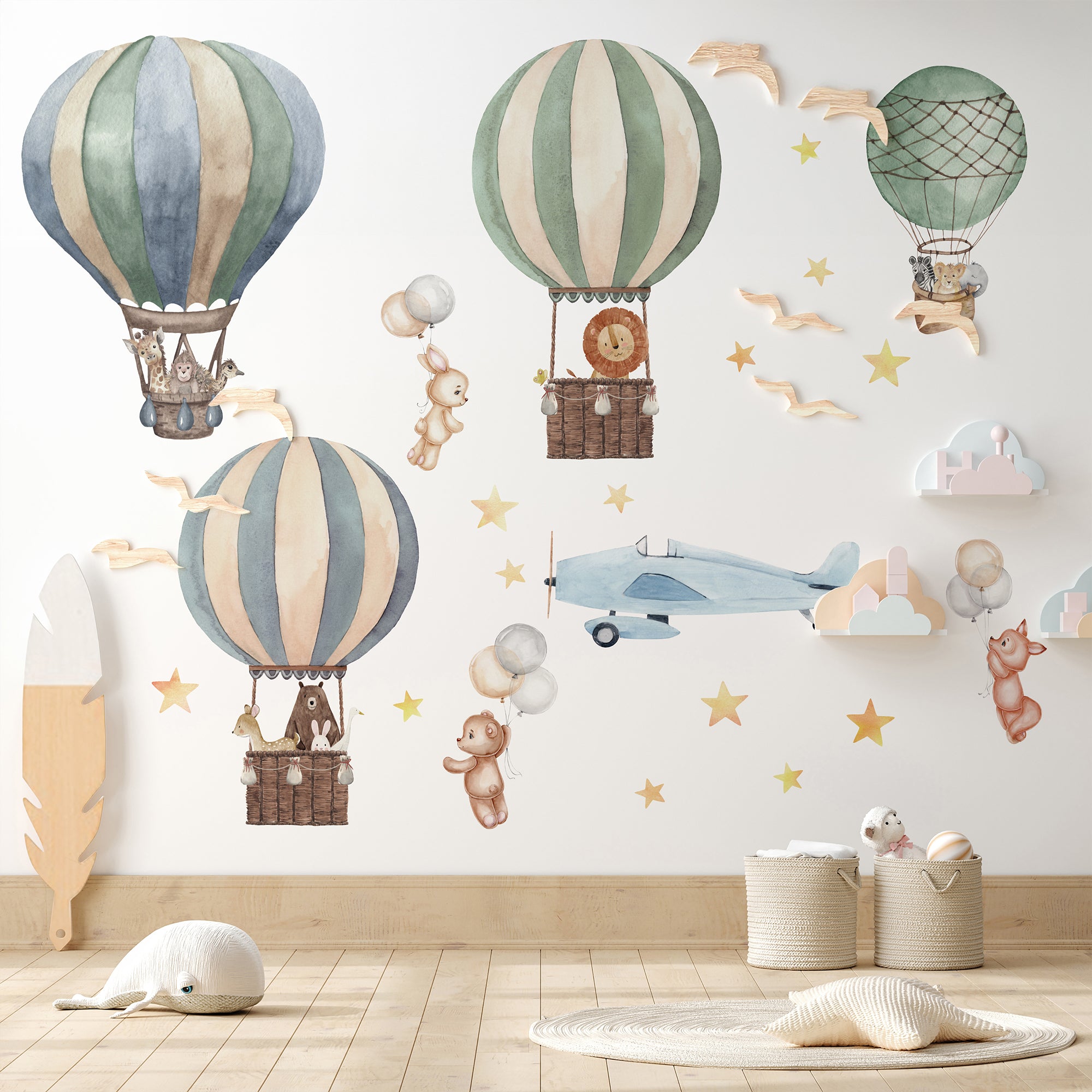 Colourful Hot Air Balloons Wall Sticker for Kids Rooms
