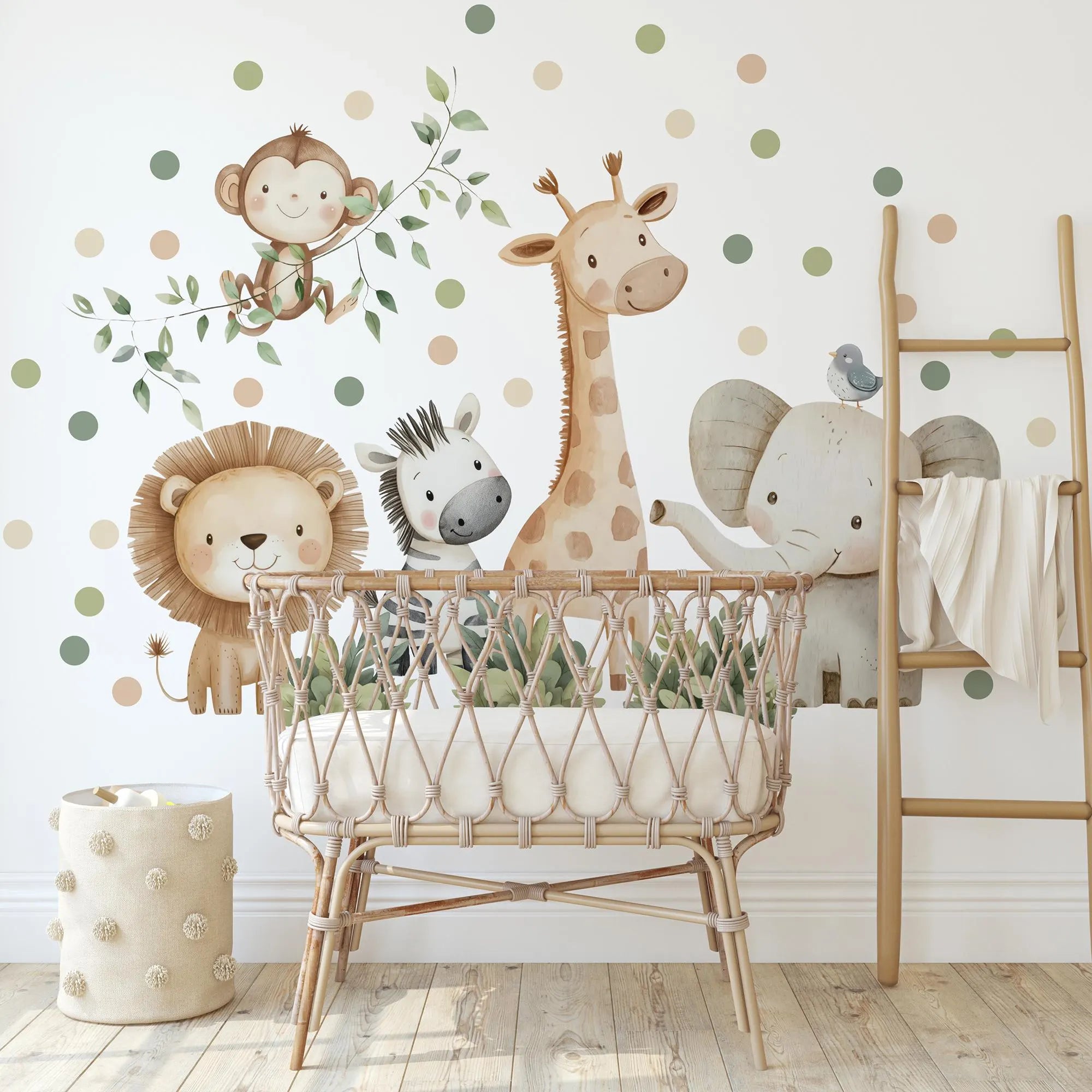 Watercolor Safari Animals Wall Decals, Removable Nursery Decor