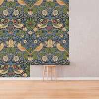 Strawberry Thief William Morris Wallpaper - Vintage Floral Peel and Stick Mural - Clickwalls