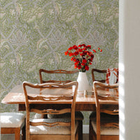 Seaweed by William Morris Wallpaper - Sage Green Botanical Peel and Stick Wall Mural - Clickwalls