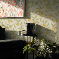 Lemon Tree by William Morris Wallpaper - Bay Leaf Citrus Peel and Stick Botanical Mural - Clickwalls