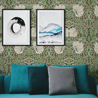 Pimpernel by William Morris Wallpaper - Sage Green Floral Peel and Stick Mural - Clickwalls