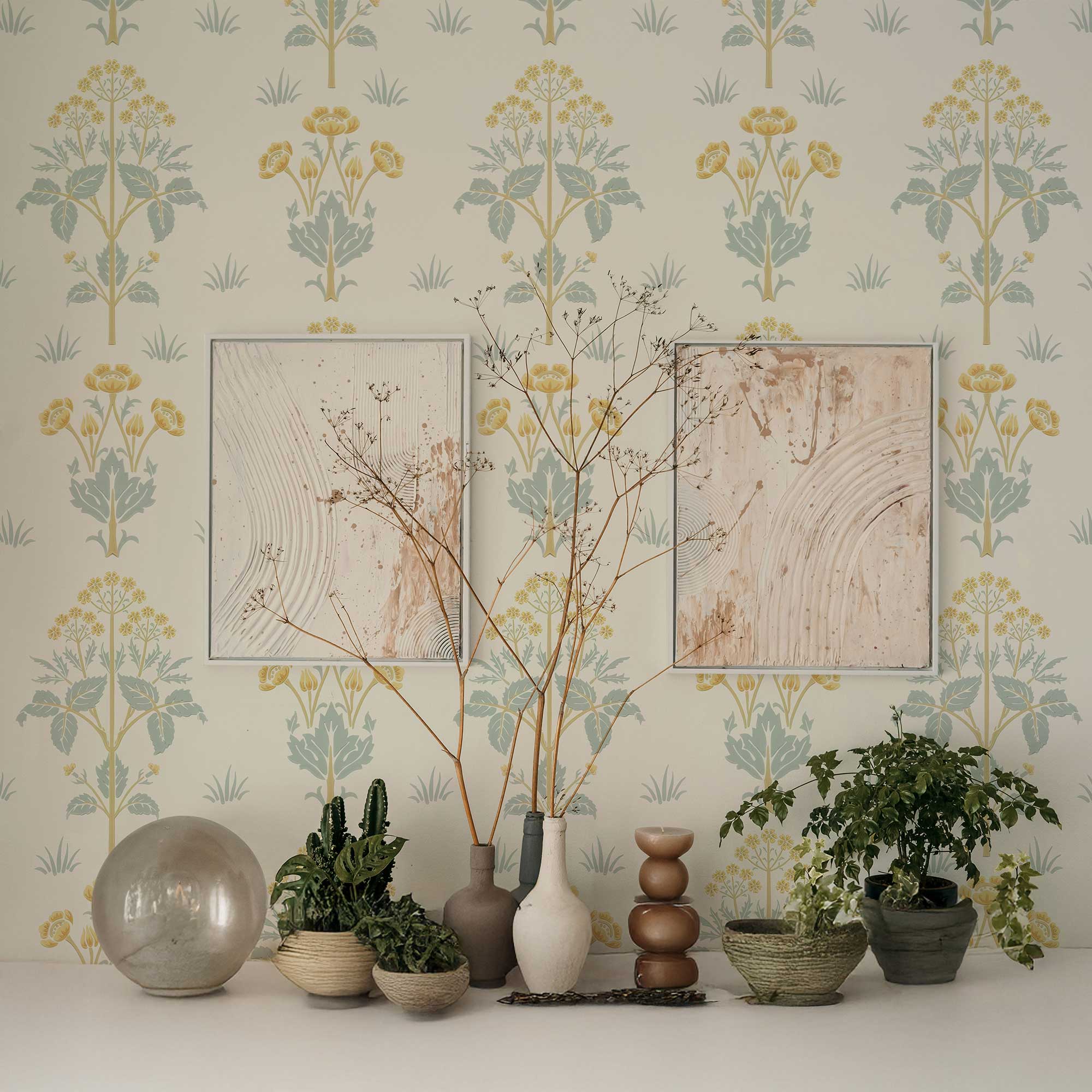 Meadow Sweet by William Morris Wallpaper - Vintage Floral Gold Slate Peel and Stick - Clickwalls