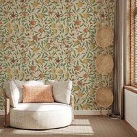 Fruit by William Morris Wallpaper - Vintage Lemon Pomegranate Peel and Stick Mural - Clickwalls