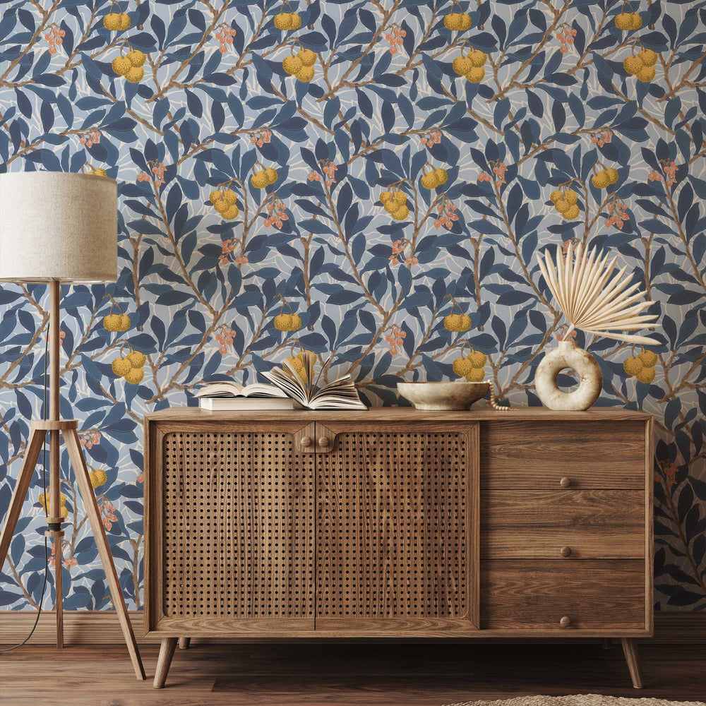 William Morris Arbutus Wallpaper - Vintage Floral Peel and Stick Botanical Wall Mural - Clickwalls