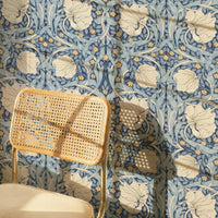 Blue Pimpernel by William Morris Wallpaper - Blue & Oatmeal Floral Peel and Stick Mural - Clickwalls