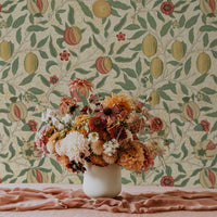 Fruit by William Morris Wallpaper - Vintage Lemon Pomegranate Peel and Stick Mural - Clickwalls