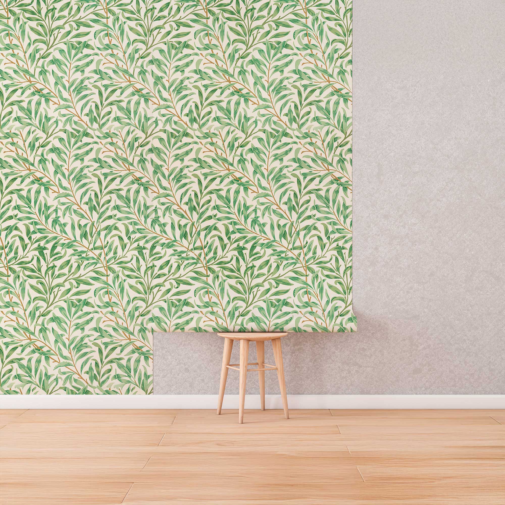 Willow by William Morris Wallpaper - Sage Green Botanical Peel and Stick Wall Mural - Clickwalls