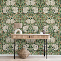 Pimpernel by William Morris Wallpaper - Sage Green Floral Peel and Stick Mural - Clickwalls