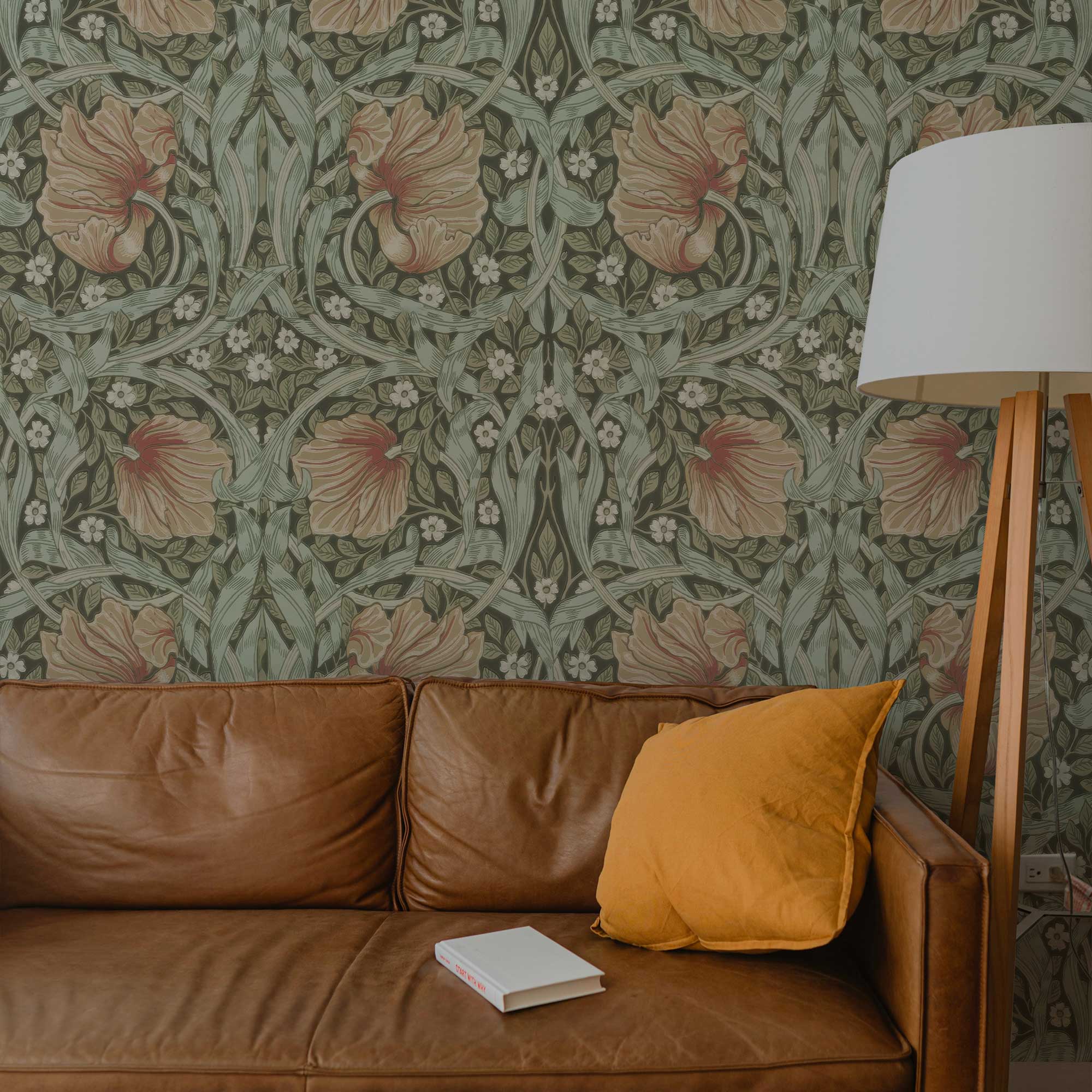 Pimpernel by William Morris Wallpaper - Bayleaf Manilla Floral Peel and Stick Mural - Clickwalls