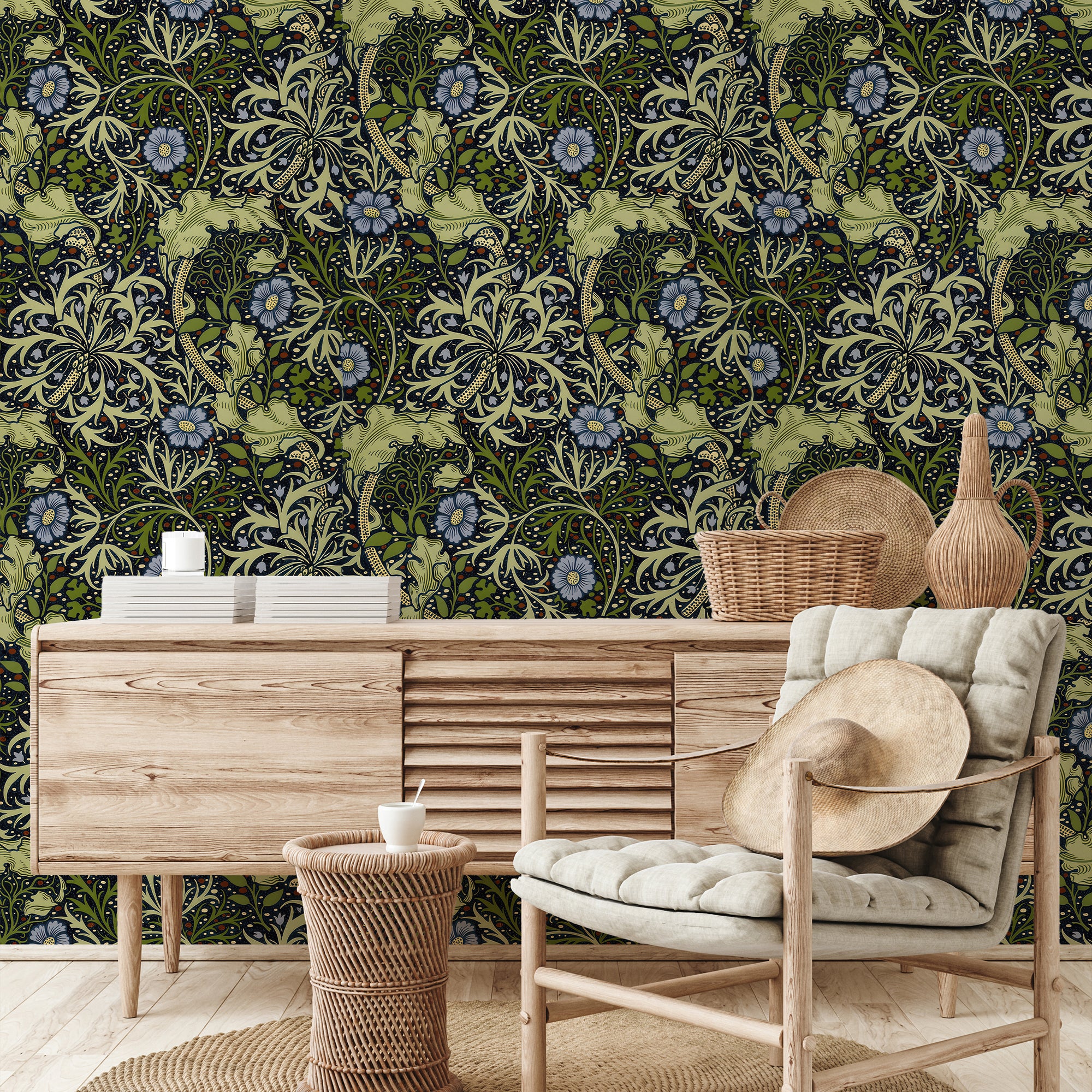 Seaweed by William Morris Wallpaper - Sage Green Botanical Peel and Stick Wall Mural (Copy) - Clickwalls