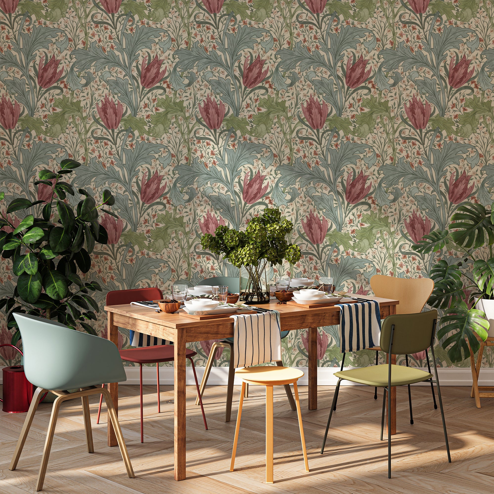 Lent Lily by William Morris Wallpaper - Daffodil Floral Peel and Stick Botanical Mural - Clickwalls