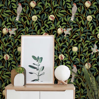 Bird & Pomegranate by William Morris Wallpaper - Vintage Botanical Peel and Stick Mural - Clickwalls