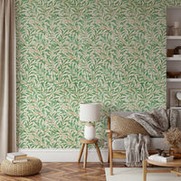 Willow by William Morris Wallpaper - Sage Green Botanical Peel and Stick Wall Mural - Clickwalls