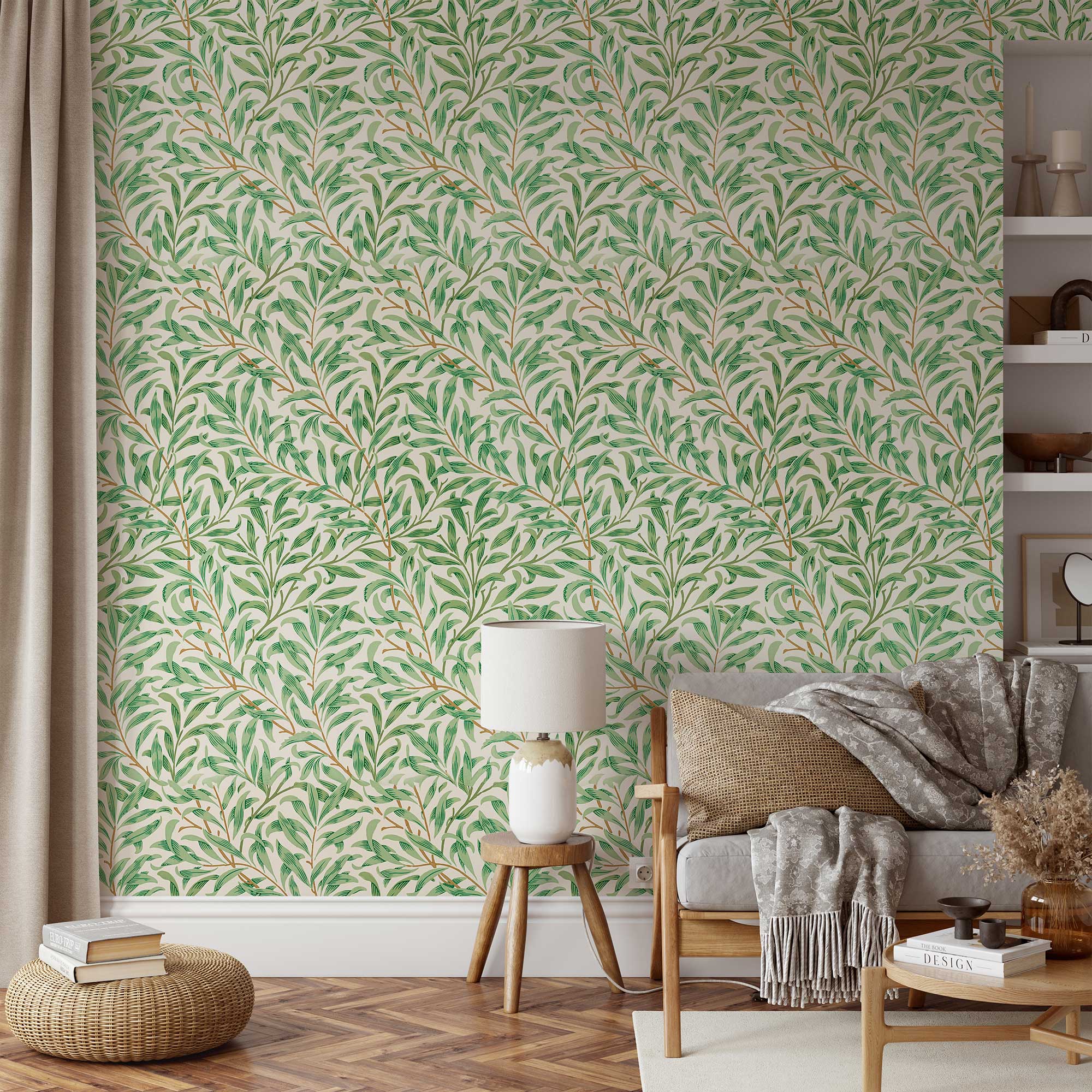 Willow by William Morris Wallpaper - Sage Green Botanical Peel and Stick Wall Mural - Clickwalls