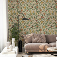 Fruit by William Morris Wallpaper - Vintage Lemon Pomegranate Peel and Stick Mural - Clickwalls