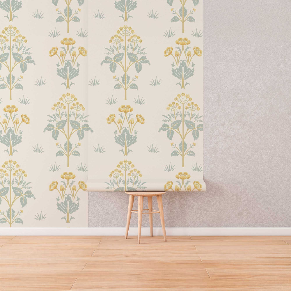 Meadow Sweet by William Morris Wallpaper - Vintage Floral Gold Slate Peel and Stick - Clickwalls