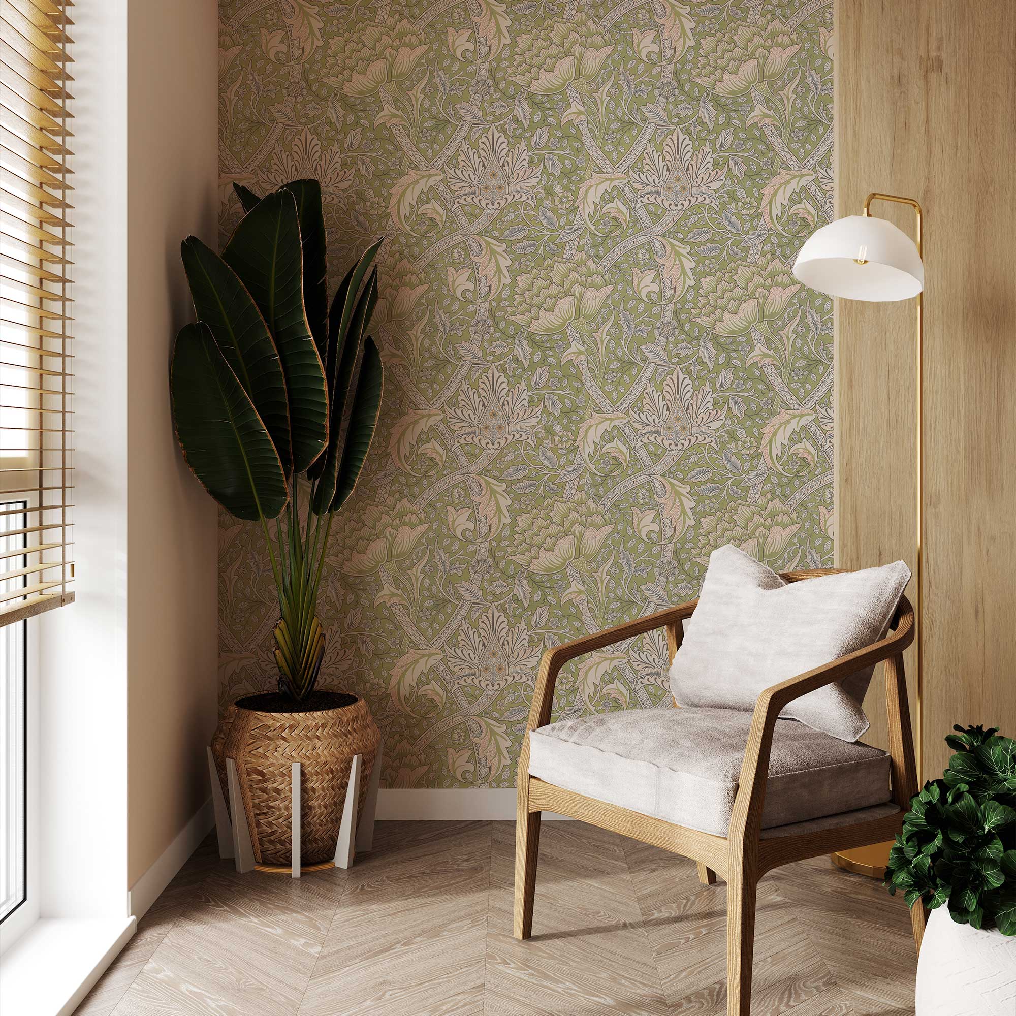 Seaweed by William Morris Wallpaper - Sage Green Botanical Peel and Stick Wall Mural - Clickwalls